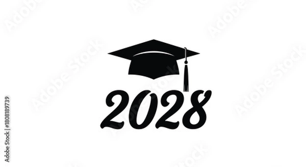 Fototapeta Class of 2028 graduation cap illustration