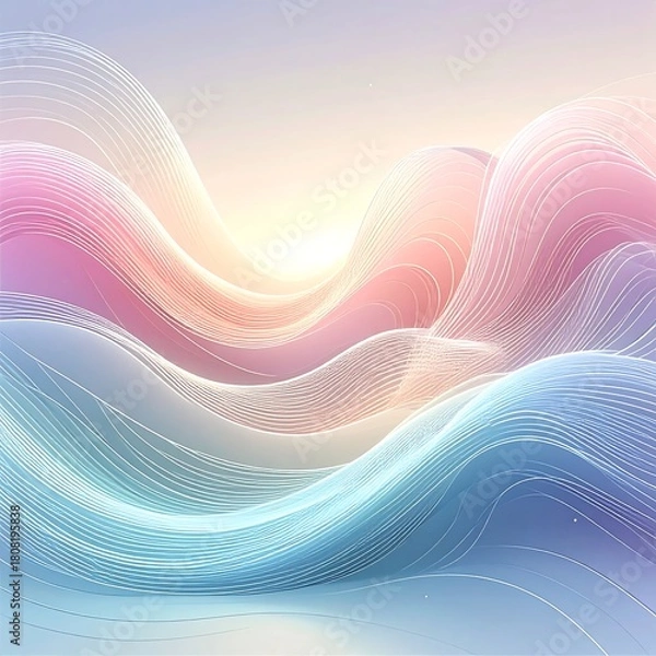 Fototapeta Pastel Waves - A Serene Abstract Landscape with Soft Colors.