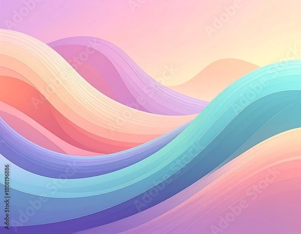 Fototapeta Pastel Waves Abstract Background with Gradient Colors.