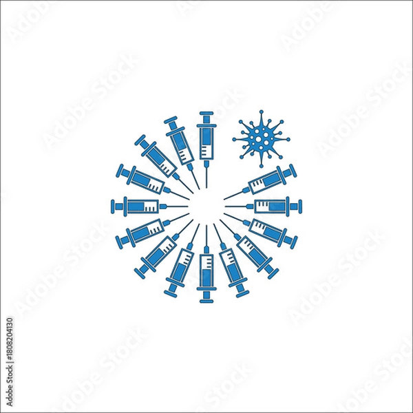 Fototapeta Stylized virus icon representing mpox with color variations