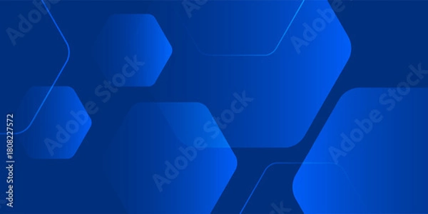 Fototapeta Modern abstract blue background with glowing geometric lines. Blue gradient hexagon shape design. abstract gradient blue background.