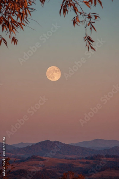 Obraz moon over the mountains