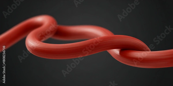 Fototapeta Abstract vibrant red knot design concept, symbolizing connection, strength, and unity, perfect for modern marketing, promoting collaboration, and innovative solutions