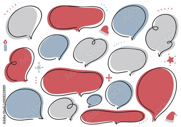 Obraz クリスマスカラーのふきだしセット