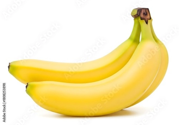 Obraz Cluster of Fresh Yellow Bananas on White Background