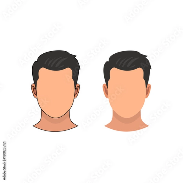 Obraz Male Avatar Face Template in Flat Vector Style Without Facial Features