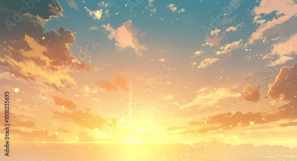 Fototapeta 初日の出の背景イラスト