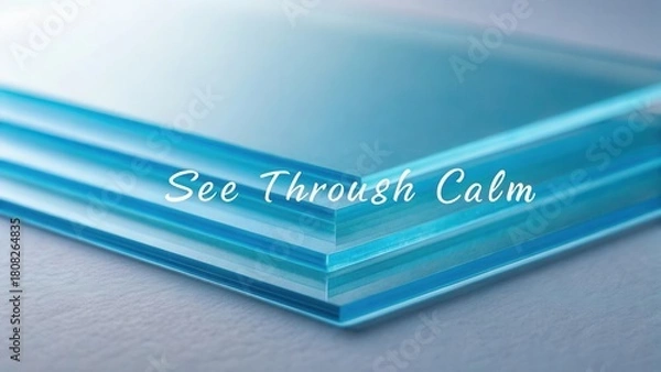 Obraz Smooth Transparent Glass Layers in Tranquil Blue Shades Exuding Calmness and Serenity for Design and Decor Purposes