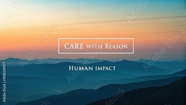 Obraz Tranquil Mountain Landscape at Dusk with Gentle Hues of Blue and Orange Under a Clear Sky Emphasizing Environmental Awareness