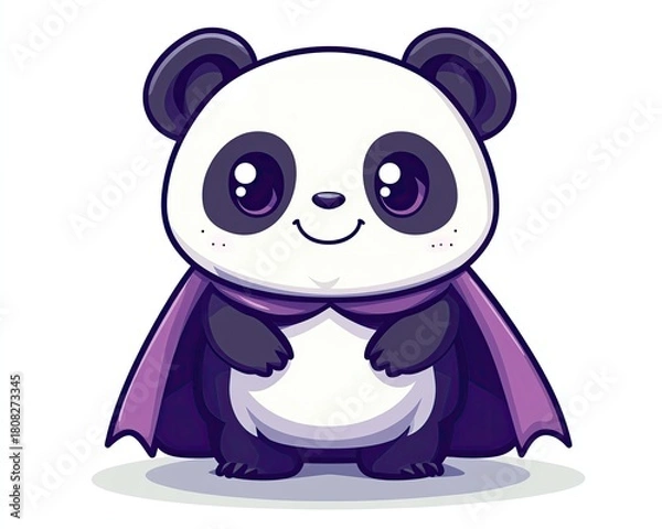 Fototapeta Cute panda dressed as a superhero in a cape.
