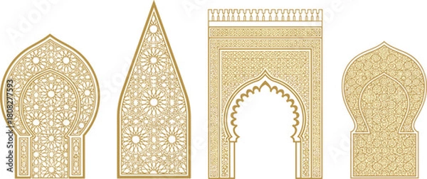 Obraz Ornate Moroccan-Inspired Archways A Collection of Intricate Architectural Elements