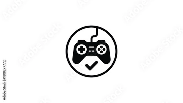Obraz Print Approved Game Controller Status Black Outline Line Icon Vector illustration