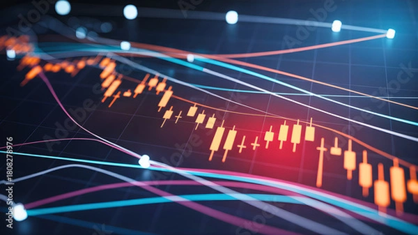 Obraz Abstract financial stock market graph with rising and falling trends, representing economic fluctuations and trading data