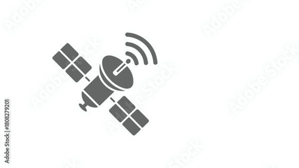 Obraz Print Communication Satellite Icon with Signal Global Network Symbol Vector illustration