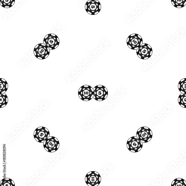 Fototapeta Poker chips nominal five and ten pattern seamless black