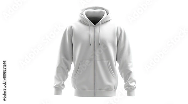 Fototapeta Blank white zip-up hoodie