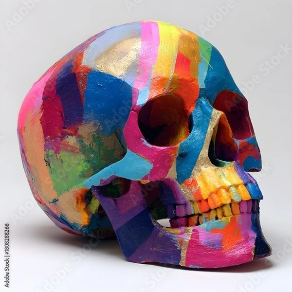 Obraz Painted Skull with Bold Colors