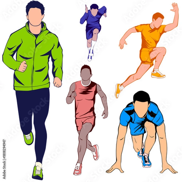 Fototapeta Running illustration collection 