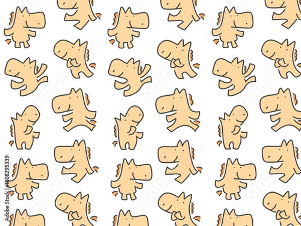 Obraz 色々なポーズのかわいい馬キャラクター背景　2026 歩く・見上げる・踊る・座る