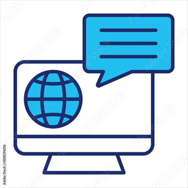 Obraz Online service icon vector illustration in blue duo-tone style