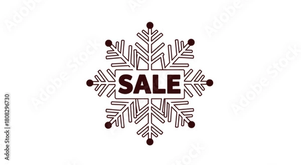 Obraz Winter Sale Snowflake: A stylized snowflake prominently displays the word SALE, heralding winter discounts. A simple, elegant design suitable for winter campaigns.