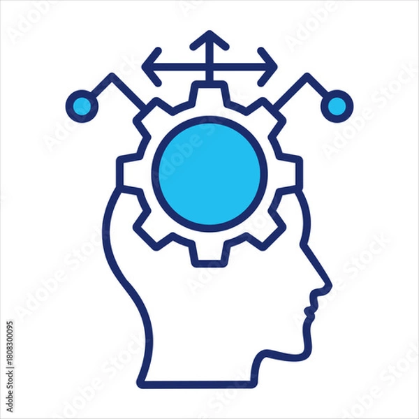 Obraz Critical thinking icon vector illustration in blue duo-tone style
