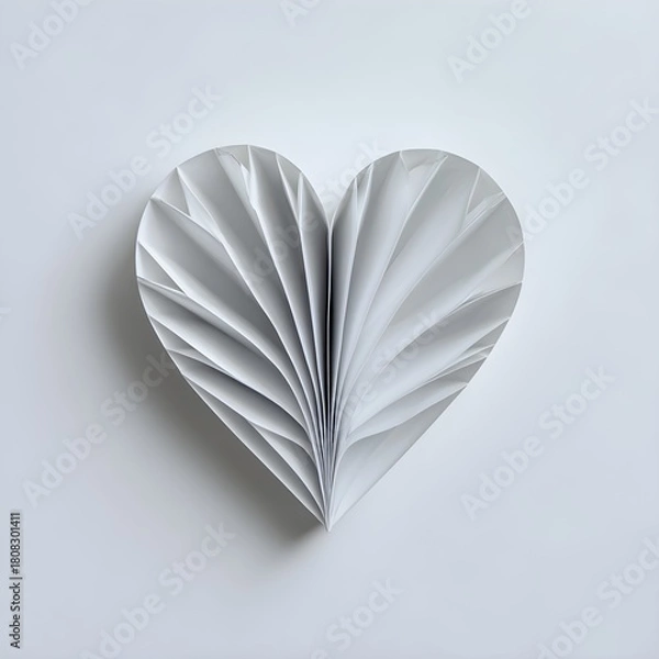 Obraz Paper Heart Shape on White Background