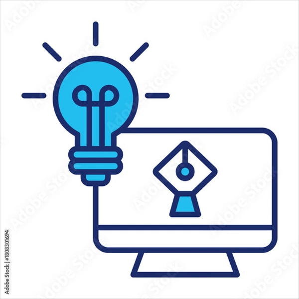 Obraz Digital tools icon vector illustration in blue duo-tone style