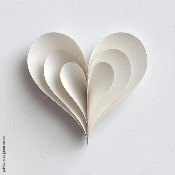 Obraz Paper Heart Shape on White Background