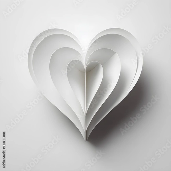 Obraz Paper Heart Shape on White Background