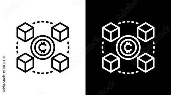 Obraz Blockchain With Icon Set Design