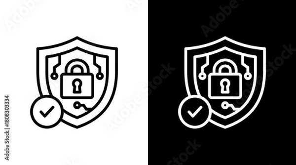 Obraz Cybersecurity With Icon Set Design