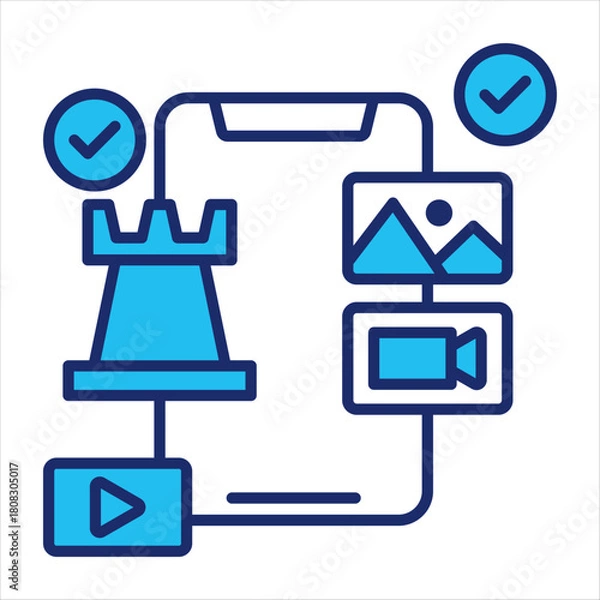 Obraz Content strategy icon vector illustration in blue duo-tone style