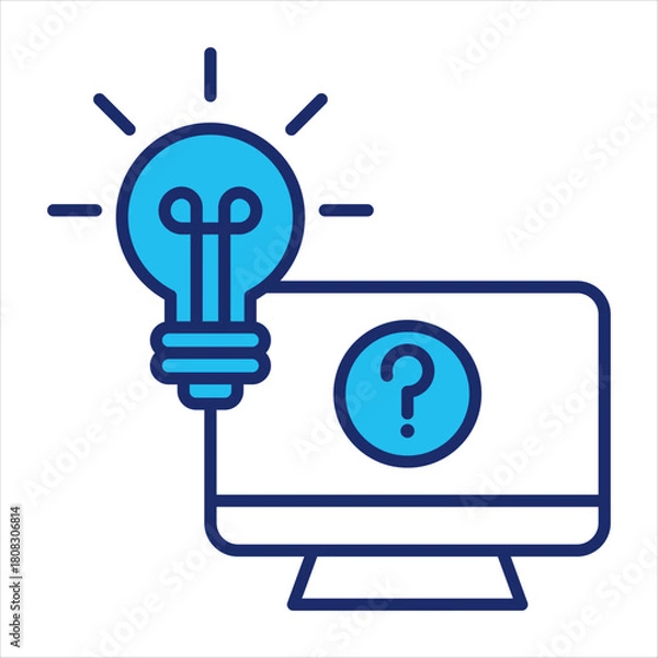 Obraz Solving technical problems icon vector illustration in blue duo-tone style