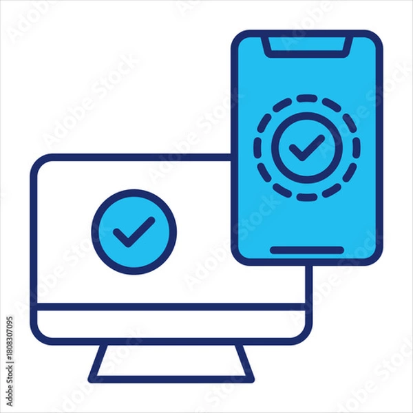 Obraz Protection icon vector illustration in blue duo-tone style