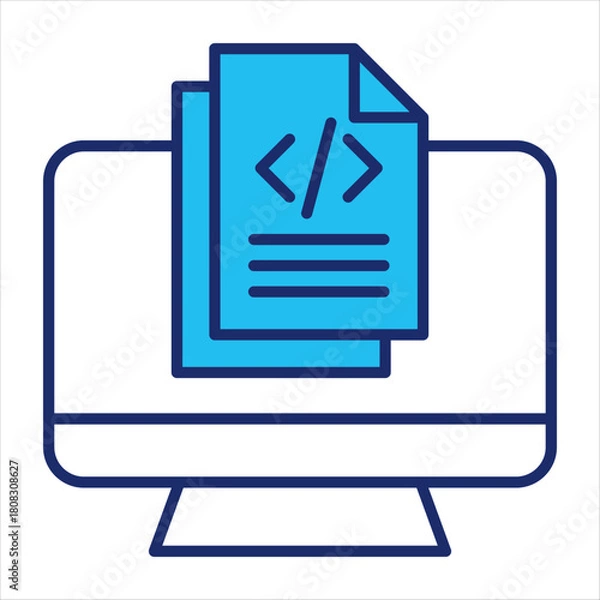 Obraz Programming icon vector illustration in blue duo-tone style