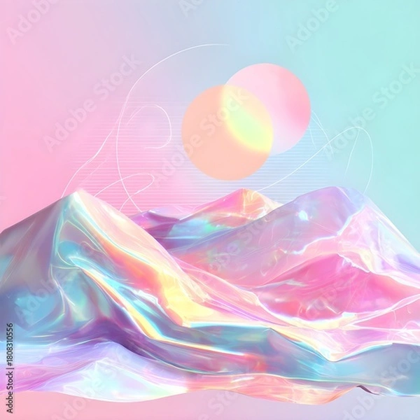 Obraz Pastel Vaporwave Holographic Abstract Design