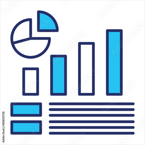 Obraz Data literacy icon vector illustration in blue duo-tone style