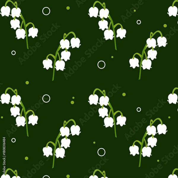Obraz Hand draw flat lily of valley flower pattern
