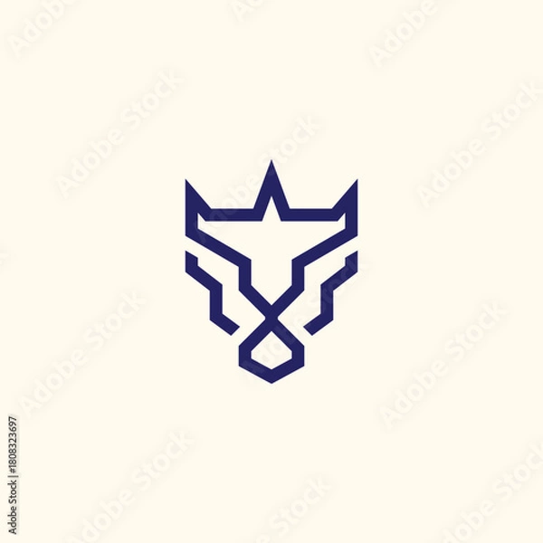 Obraz Lion head with a crown logo vector 
