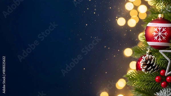 Fototapeta  Rustic Natural Pine and Pinecone Vertical Border on Kraft Paper