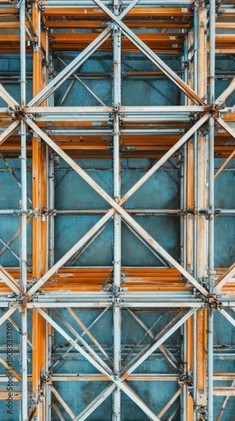 Fototapeta Abstract Top Down View of Scaffolding in Industrial Construction