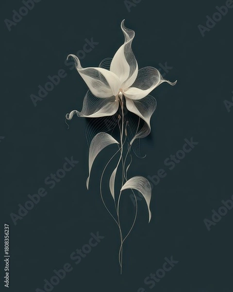 Obraz Elegant White Flower with Delicate Lines and Graceful Curves