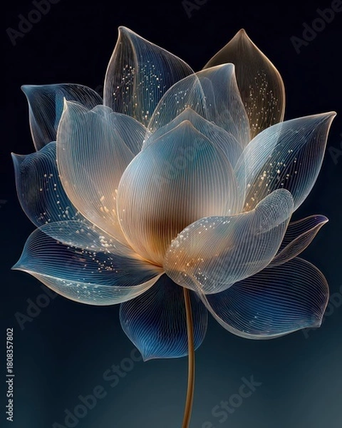 Fototapeta Ethereal Floral Design with Intricate Line Patterns and Soft Glow