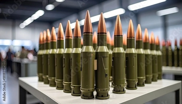 Obraz An array of ammunition arranged neatly on a table