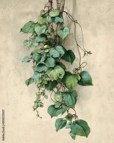Obraz Lush Green Ivy Vines Draping Elegantly on a Soft Background