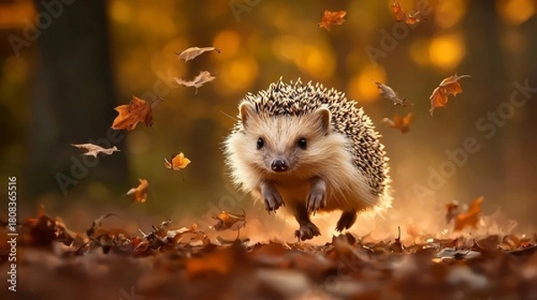 Fototapeta The beauty of changing leaves captivates in this lively forest setting.