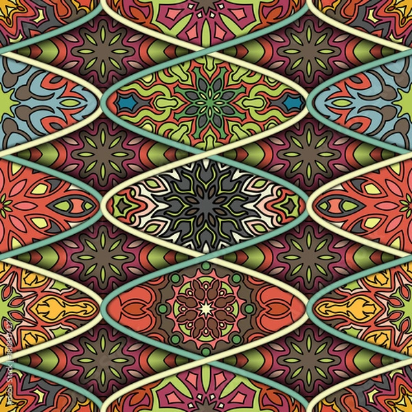 Fototapeta Seamless pattern. Vintage decorative elements. Hand drawn background. Islam, Arabic, Indian, ottoman motifs. Perfect for printing on fabric or paper.