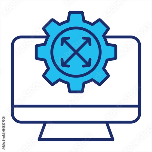 Fototapeta Control icon vector illustration in blue duo-tone style