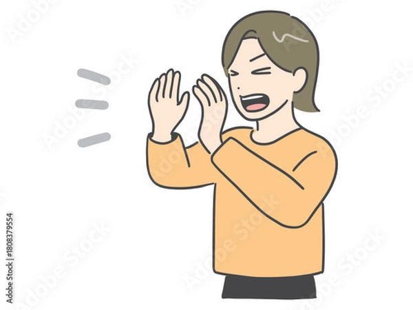 Obraz 若い女性が大きな声で叫んでいるイラスト
